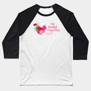 Sweet Valentine's Heart with Flowers Baseball T-Shirt